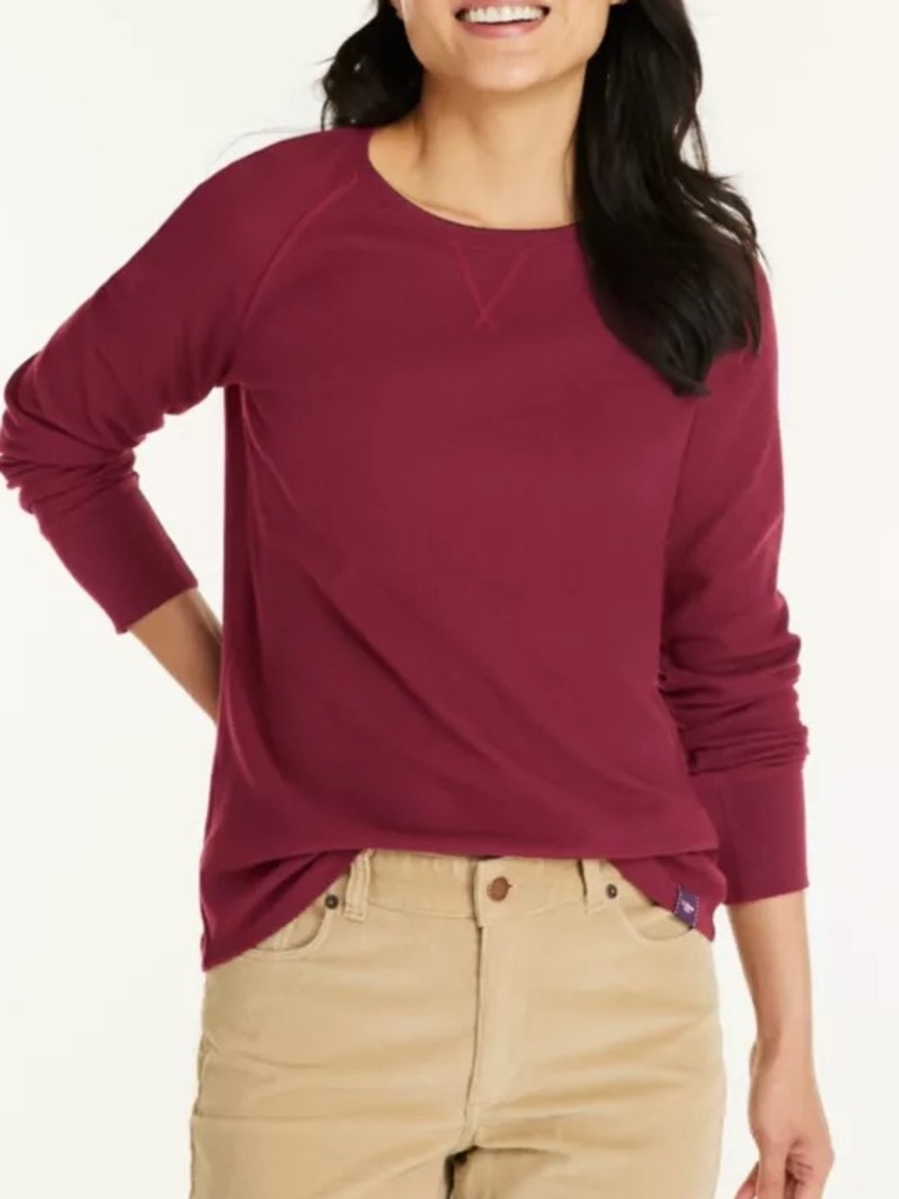 L.L.Bean Unshrinkable Mini Waffle Long Sleeve T-Shirt Dark Red XL Extra Large